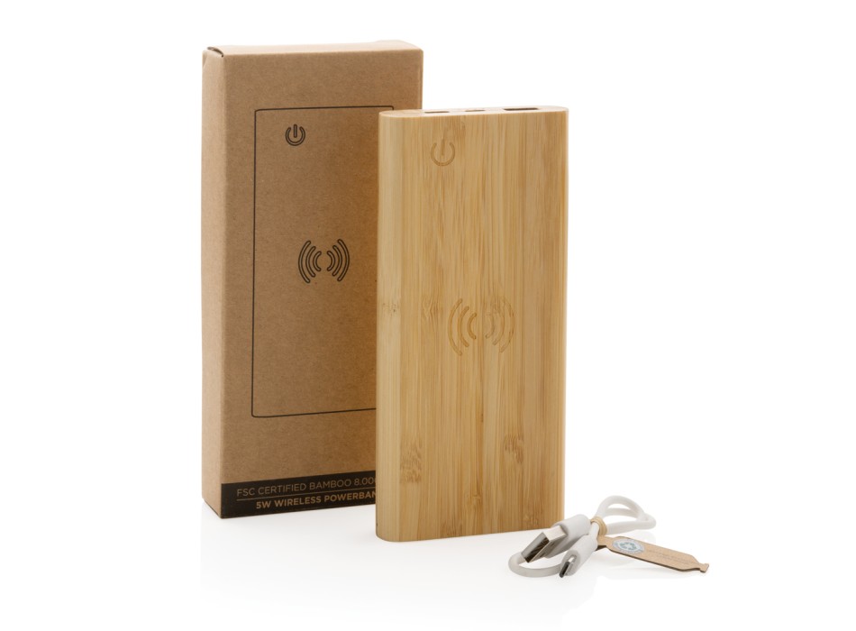 Powerbank wireless 8000 mAh 5W in bambù FullGadgets.com