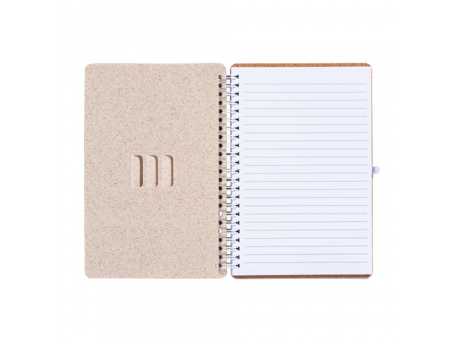 Quaderno ad anelli in sughero trasformabile in stand portacellulare. FullGadgets.com