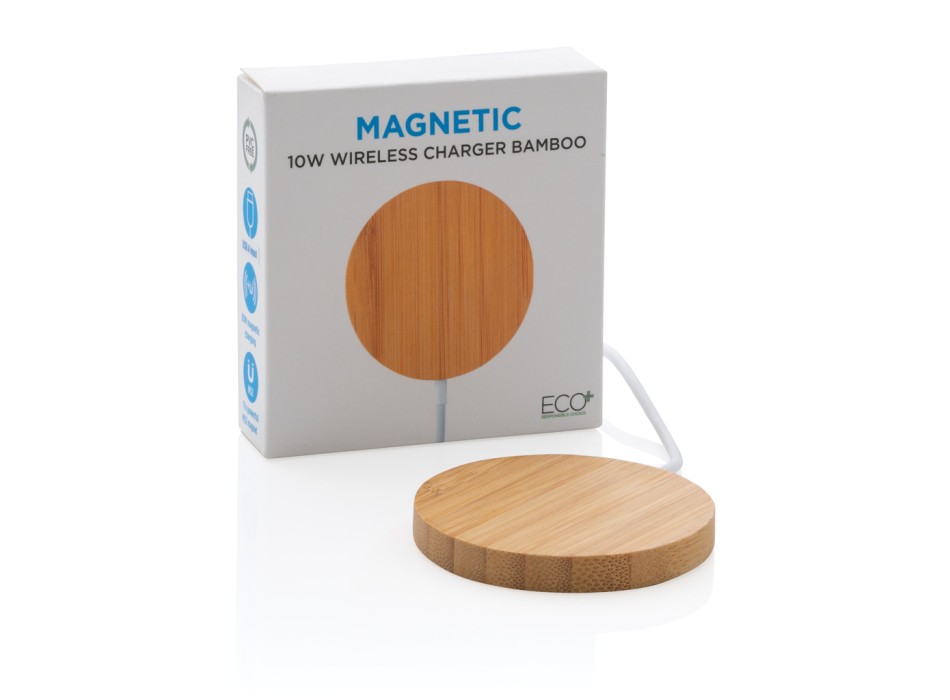 Ricaricatore wireless magnetico 10W in bambù FullGadgets.com