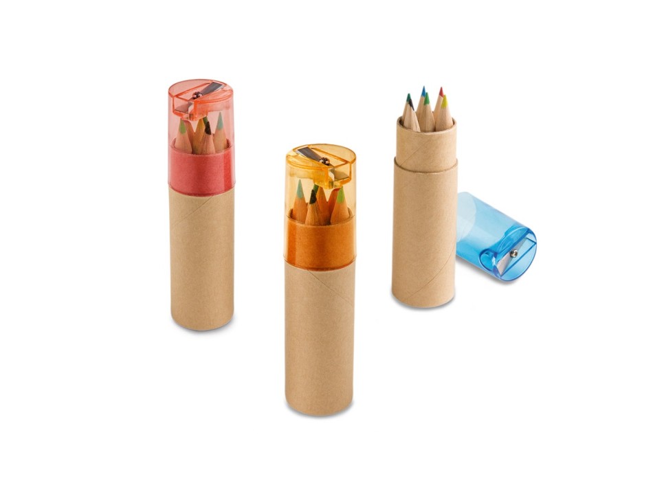 ROLS. Set di 6 matite colorate con temperino in confezione cilindrica FullGadgets.com