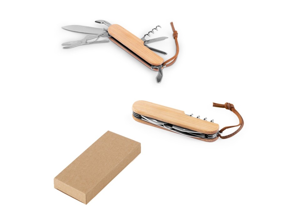 RYKER. Coltello tascabile multifunzionale in bambù e acciaio inossidabile con manico in PU FullGadgets.com