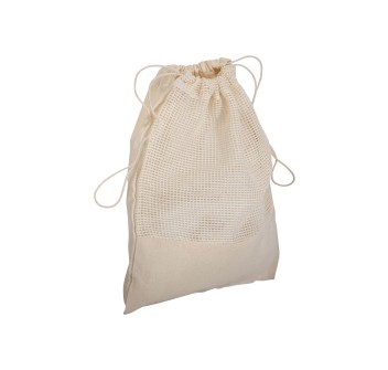 Sacchetto in cotone naturale da 135 g/m2 con rete e chiusura a strozzo, 25x30 cm FullGadgets.com