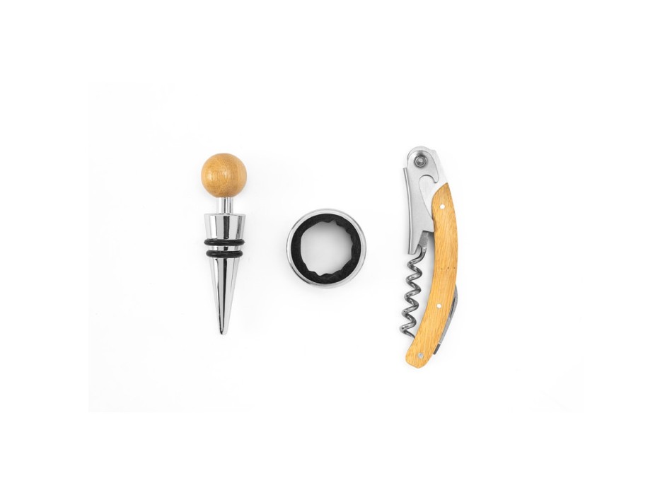 SAVORY. Set da vino in bambù e acciaio inossidabile FullGadgets.com