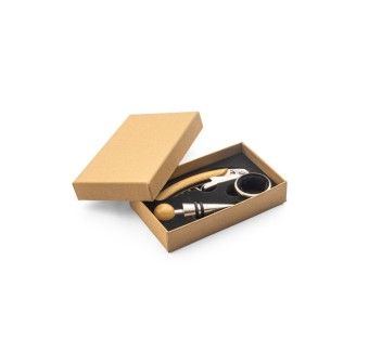 SAVORY. Set da vino in bambù e acciaio inossidabile FullGadgets.com