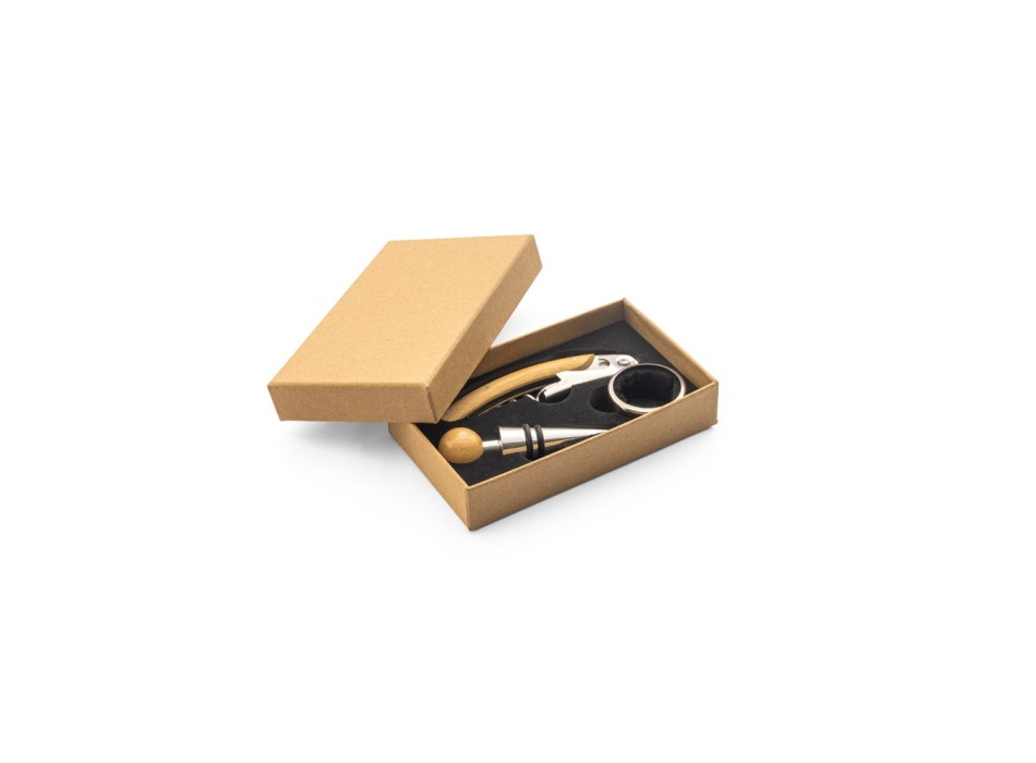 SAVORY. Set da vino in bambù e acciaio inossidabile FullGadgets.com