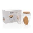 Set 2 bicchieri in vetro borosilicato con tappo in bambù FullGadgets.com