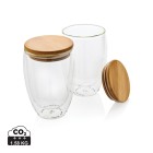 Set 2 bicchieri in vetro borosilicato con tappo in bambù FullGadgets.com