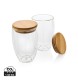 Set 2 bicchieri in vetro borosilicato con tappo in bambù FullGadgets.com