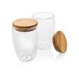 Set 2 bicchieri in vetro borosilicato con tappo in bambù FullGadgets.com