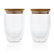 Set 2 bicchieri in vetro borosilicato con tappo in bambù FullGadgets.com