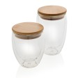 Set 2 bicchieri in vetro borosilicato con tappo in bambù FullGadgets.com