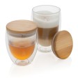 Set 2 bicchieri in vetro borosilicato con tappo in bambù FullGadgets.com