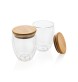 Set 2 bicchieri in vetro borosilicato con tappo in bambù FullGadgets.com