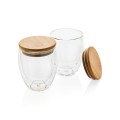 Set 2 Bicchieri In Vetro Borosilicato Personalizzabili Con Tappo In Bambù