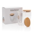 Set 2 bicchieri in vetro borosilicato con tappo in bambù FullGadgets.com