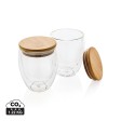 Set 2 bicchieri in vetro borosilicato con tappo in bambù FullGadgets.com