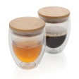 Set 2 bicchieri in vetro borosilicato con tappo in bambù FullGadgets.com