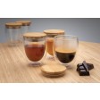 Set 2 bicchieri in vetro borosilicato con tappo in bambù FullGadgets.com