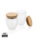 Set 2 bicchieri in vetro borosilicato con tappo in bambù FullGadgets.com