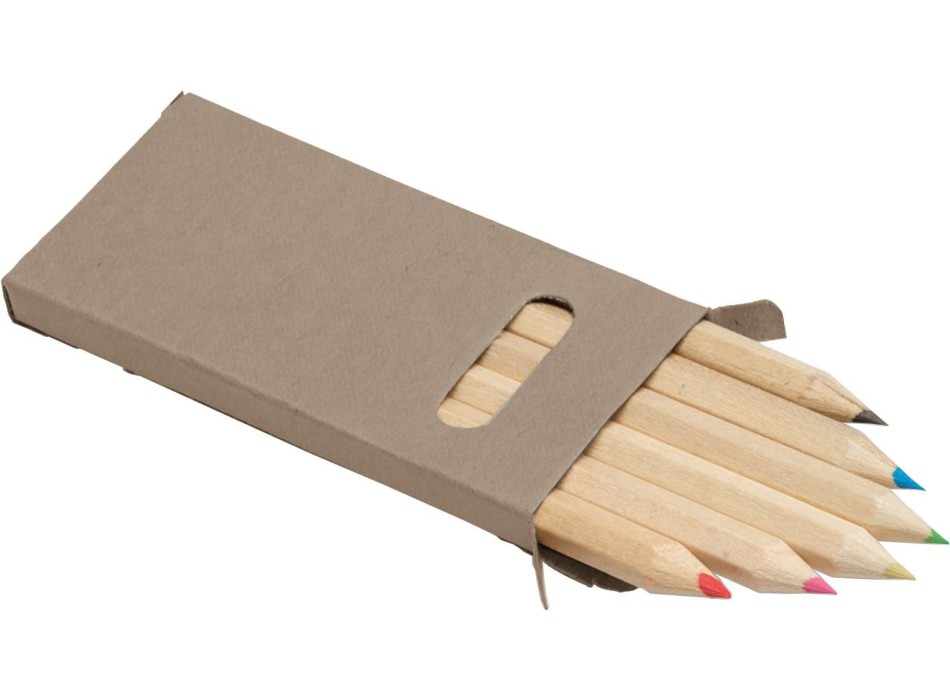 Set 6 matite in legno corte colorate Gigi FullGadgets.com
