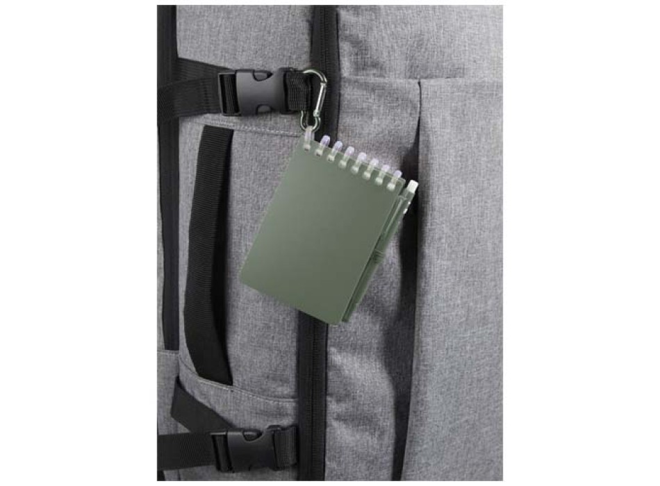 Set blocco note con copertina morbida in materiale riciclato e penna a sfera (inchiostro blu) per attività all'aperto Lig Mini FullGadgets.com