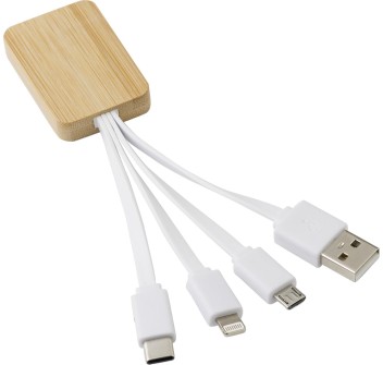 Set cavi per la ricarica 3 in 1 in bamboo Brandan FullGadgets.com