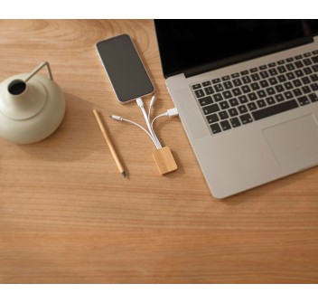 Set cavi per la ricarica 3 in 1 in bamboo Brandan FullGadgets.com