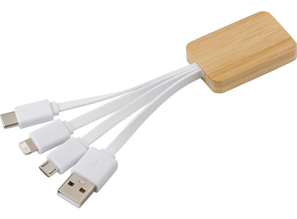 Set cavi per la ricarica 3 in 1 in bamboo Brandan FullGadgets.com