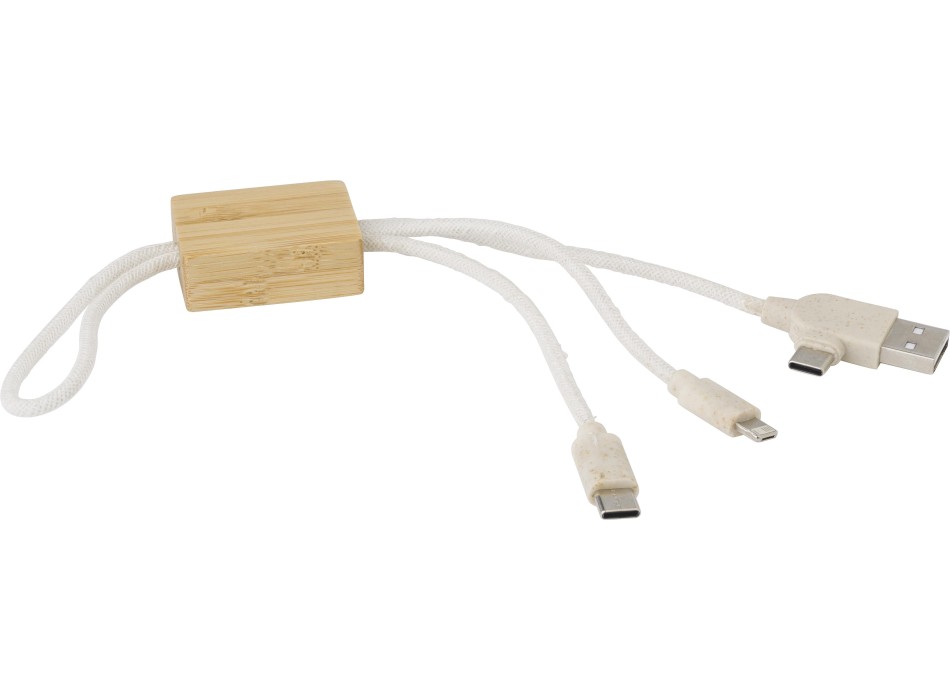 Set cavo per la ricarica 3 in 1 in cotone e in bambù Keegan FullGadgets.com