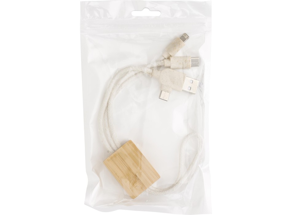 Set cavo per la ricarica 3 in 1 in cotone e in bambù Keegan FullGadgets.com
