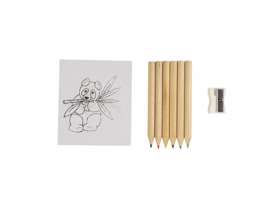Set composto da 6 matite in legno colorate, temperino in plastica e album, in scatola FullGadgets.com