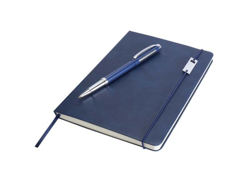 Set con blocco note formato A5 con copertina rigida e penna roller Legato Elegance FullGadgets.com
