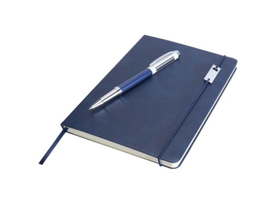 Set con blocco note formato A5 con copertina rigida e penna roller Legato Elegance FullGadgets.com