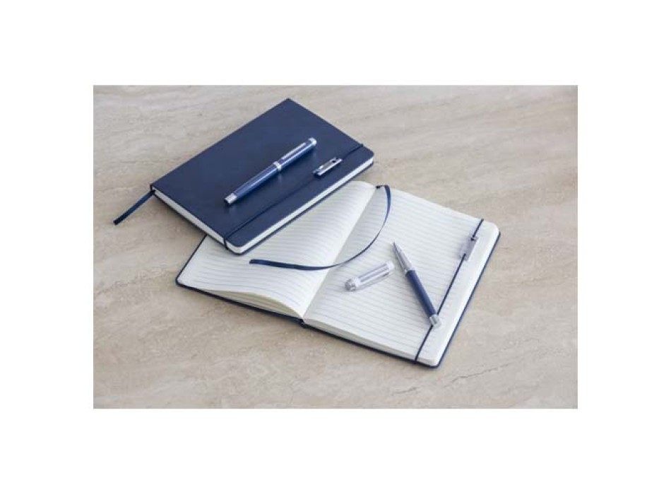 Set con blocco note formato A5 con copertina rigida e penna roller Legato Elegance FullGadgets.com