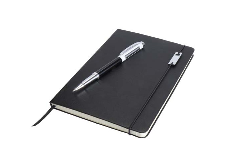 Set con blocco note formato A5 con copertina rigida e penna roller Legato Elegance FullGadgets.com