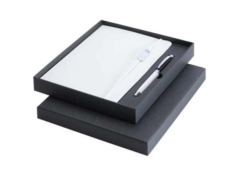 Set con blocco note formato A5 con copertina rigida e penna roller Legato Elegance FullGadgets.com