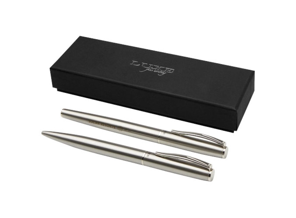 Set con penna a sfera e penna roller in acciaio inossidabile riciclato Didimis (inchiostro nero) FullGadgets.com