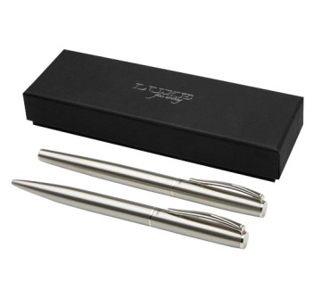 Set con penna a sfera e penna roller in acciaio inossidabile riciclato Didimis (inchiostro nero) FullGadgets.com