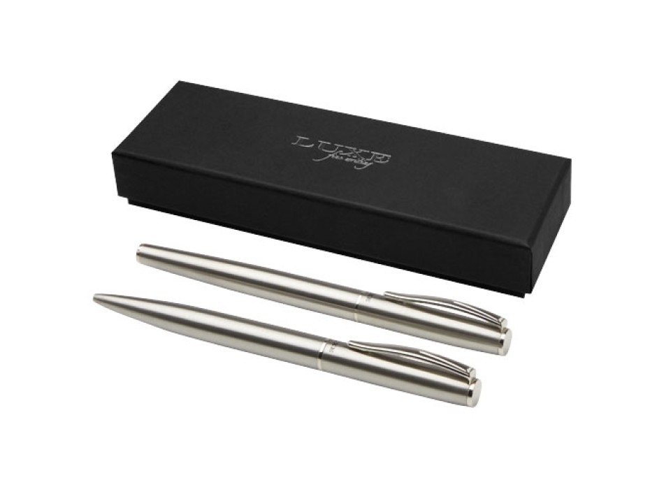 Set con penna a sfera e penna roller in acciaio inossidabile riciclato Didimis (inchiostro nero) FullGadgets.com