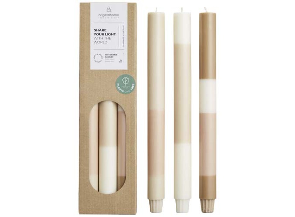 Set di 3 candele con effetto roccia calcarea stratificata Originalhome FullGadgets.com