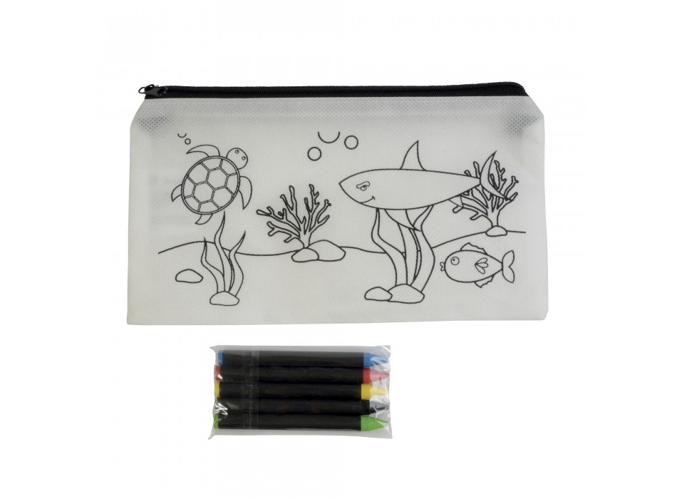 Set di 5 pastelli a cera colorati a sezione cilindrica, in astuccio colorabile in tnt FullGadgets.com