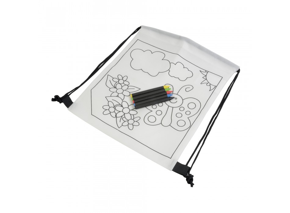 Set di 5 pastelli a cera colorati a sezione cilindrica, in mini zaino colorabile in tnt FullGadgets.com