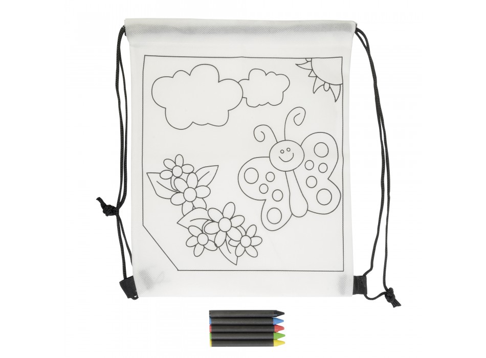 Set di 5 pastelli a cera colorati a sezione cilindrica, in mini zaino colorabile in tnt FullGadgets.com