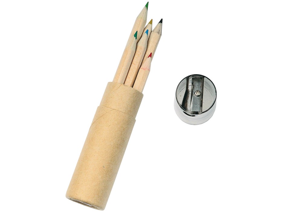 Set di 6 matite in legno colorate a sezione esagonale in confezione cilindrica di cartone FullGadgets.com
