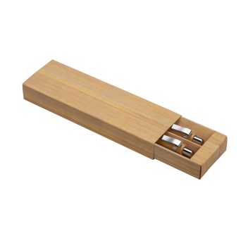 Set di due penne a scatto in bamboo, di cui una con gommino per touch screen FullGadgets.com