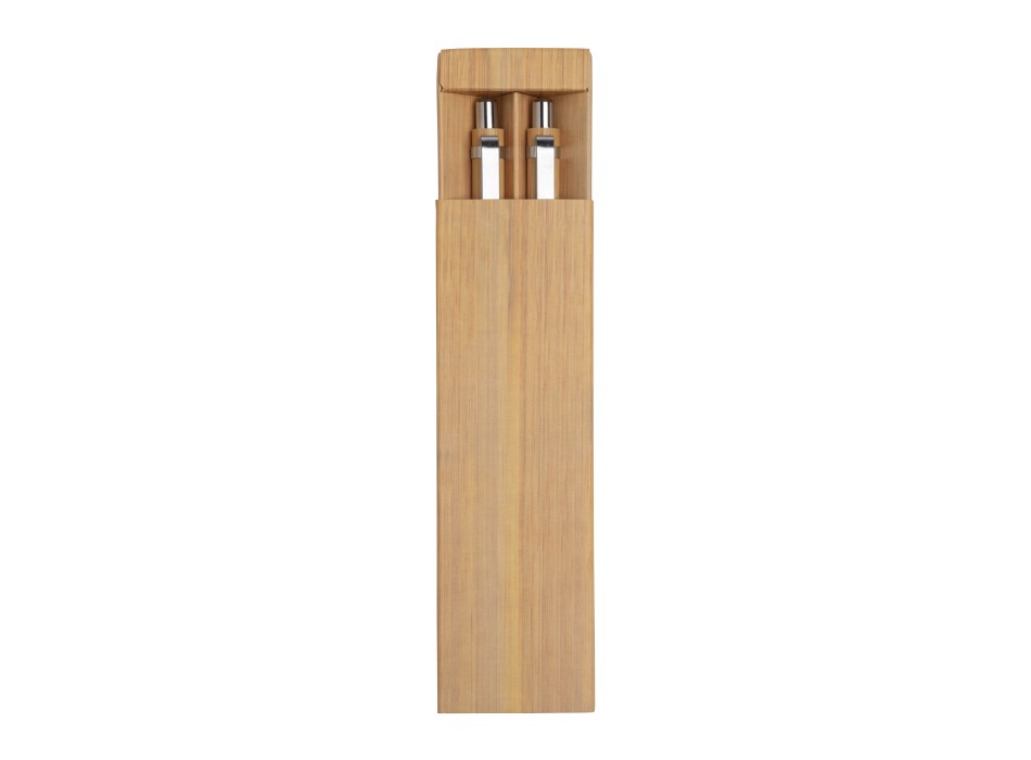 Set di due penne a scatto in bamboo, di cui una con gommino per touch screen FullGadgets.com