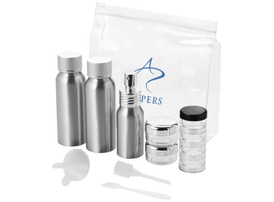 Set di flaconi da viaggio in alluminio Frankfurt approvati dalle compagnie aeree FullGadgets.com