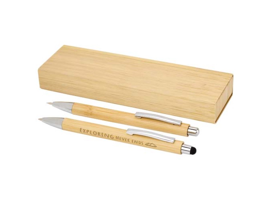 Set di penna a sfera e portamina in bambù Oblys (inchiostro nero) FullGadgets.com