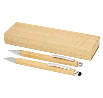 Set di penna a sfera e portamina in bambù Oblys (inchiostro nero) FullGadgets.com