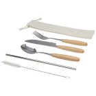Set di posate da 5 pezzi in acciaio inossidabile e legno di faggio Root  FullGadgets.com